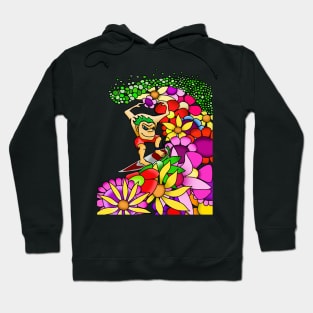 guy surfing on flowers Hoodie